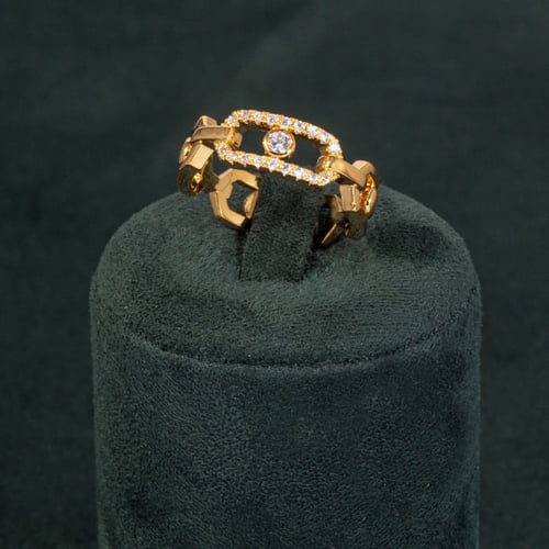 طقم اسوارة وخاتم بلمعة الألماس مزين بالزركون من خا...