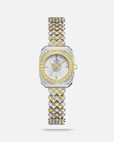 ساعة نسائية ستيل سير شبكي لون فضي ذهبي