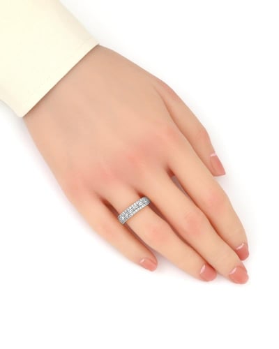 خاتم زواج تصميم ماسي متألق بثلاثة صفوف من الزركون...