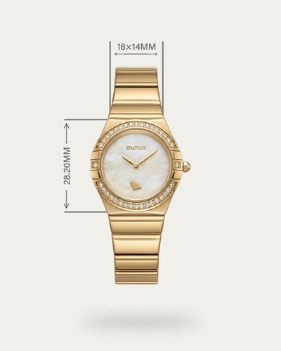 ساعة نسائية راقية من خاتون لون ذهبي مينا أبيض