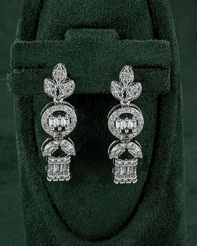 طقم زركون فضي بلمعة الألماس 5 قطع