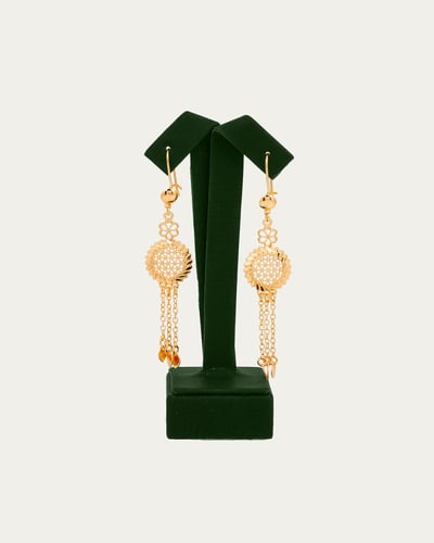 طقم سلسال وحلق متألق بلمعان الذهب