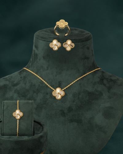 طقم مجوهرات أنيق بتصميم عالمي 5 قطع ماركة خاتون®