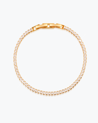 اسوارة نسائية تنس ذهبية بلمعة الألماس