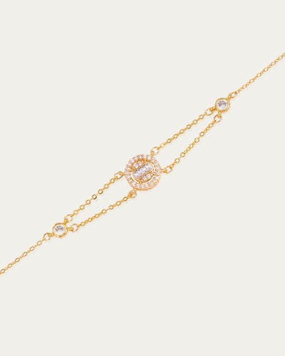 إسوارة الطبقات المزدوجة ببريق الألماس الفاخر لون ذ...