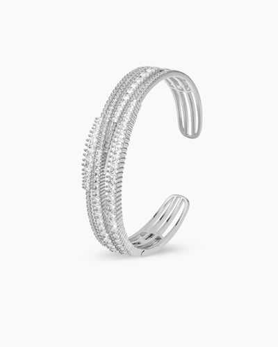 طقم فضي اسوارة مع خاتم فاخر بلمعة الألماس