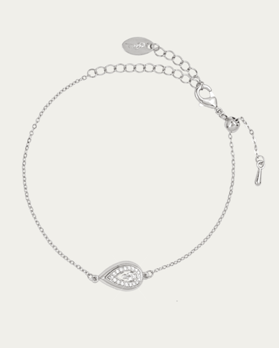 طقم قطرة الندى الفضية بتصميم ناعم مزين بالزركون