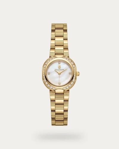 هدية نسائية فاخرة من خاتون® طقم وساعة بديل الذهب