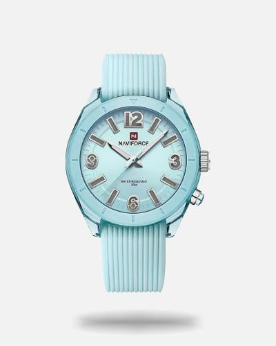 ساعة يد نسائية دائرية كاجوال لون سماوي