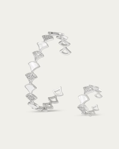 طقم اسوارة وخاتم بتصميم عالمي ماسي من خاتون®