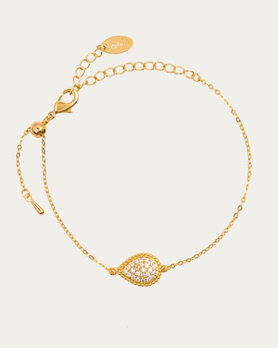 طقم بتصميم الدمعة الماسية بتصميم ذهبي من خاتون