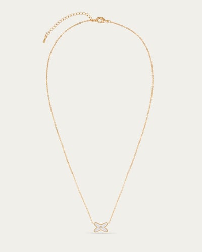 سلسلة ذهبية بتصميم وردة رباعي على شكل حرف X