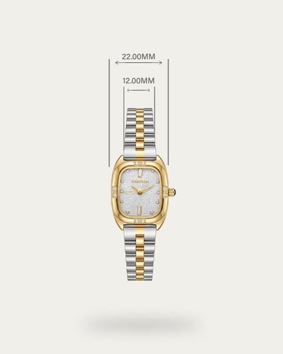 ساعة يد خاتون® النسائية تصميم فضي ذهبي مقاوم للصدأ