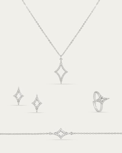 طقم النجمة الرباعية المفرغة تصميم ماسي من خاتون®