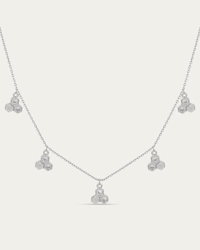 طقم شومية ماسي ثلاثي مرصع بالزركون من سلسال وحلق