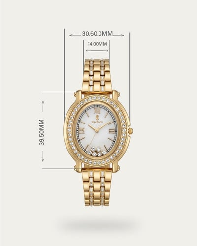 ساعة فخمة للنساء تصميم ذهبي للمناسبات