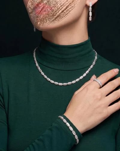 Italian Silver Jewelry Set with Zircon | Work & Occasion Style