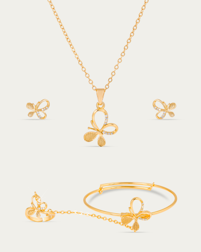 طقم مجوهرات بديل الذهب للأطفال ببريق الذهب