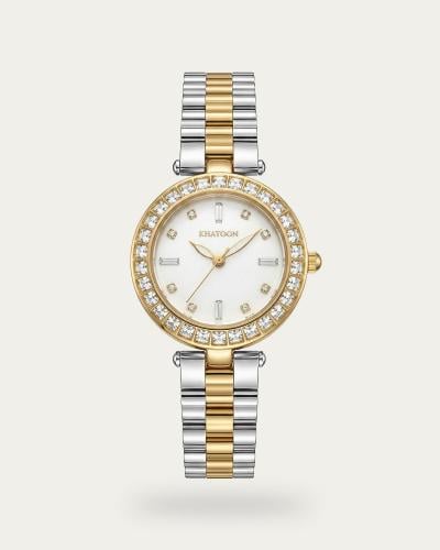 ساعة يد نسائية من خاتون ثنائية اللون