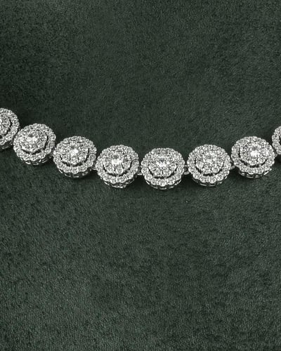 طقم فضي زركون للنساء بتصميم ماسي للمناسبات