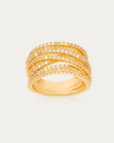 Layered Ring Gold with Zircon | Luxury Occasion Look