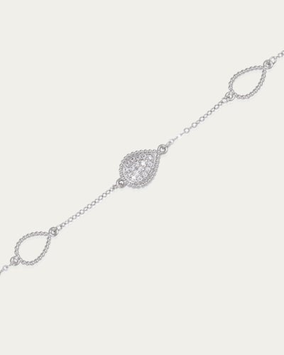 إسوارة قطرات الماء الفضية تصميم ناعم ببريق الألماس