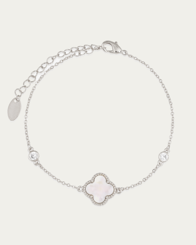 اسوارة عصرية مزدوجة بتفاصيل زركونية لامعة لون فضي