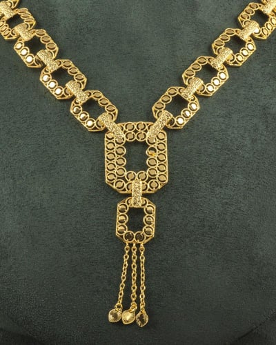 طقم مجوهرات نسائية تصميم متشابك ببريق الذهب