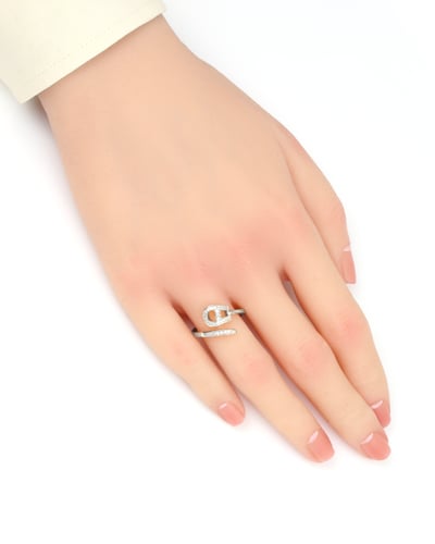 خاتم فضي كوكتيل بتصميم القفل الماسي