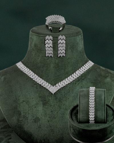 طقم مجوهرات المناسبات مرصع بالزركون للمناسبات