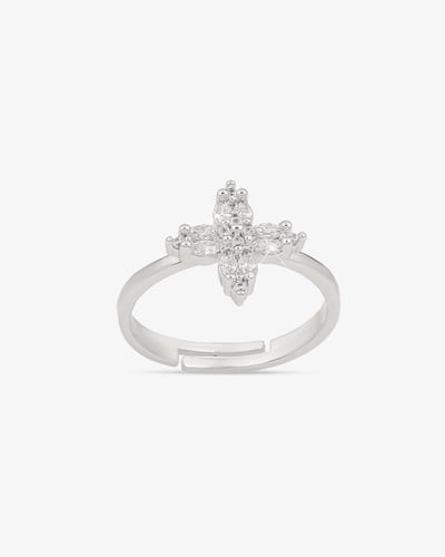 خاتم زهرة الربيع الفضي ببريق ألماس