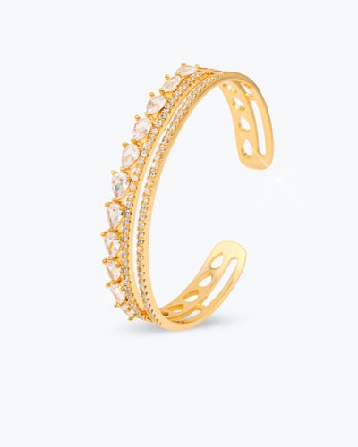 اسوارة مع خاتم تصميم مزدوج مزين بالزركون الفاخر