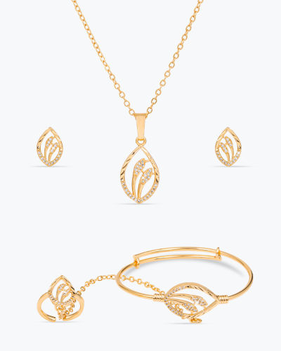 طقم بديل الذهب للأطفال مميز بقطرات الندى المرصعة ب...