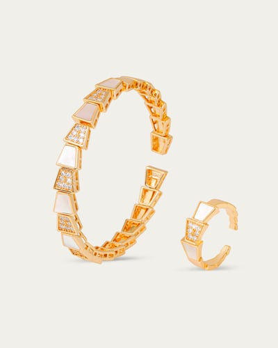 طقم سيربنتي اسوارة وخاتم تصميم ذهبي