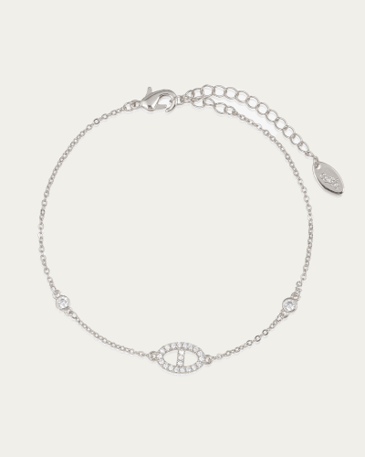 إسوارة أنيقة بحلية بيضاوية مفردة مرصعة بالكامل بال...