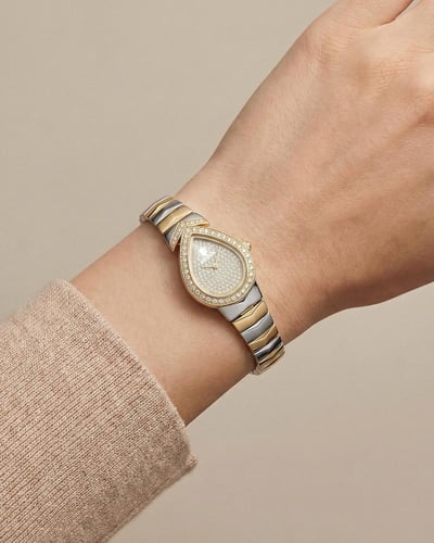 ساعة خاتون® ثنائية اللون بتصميم قطرة الندى