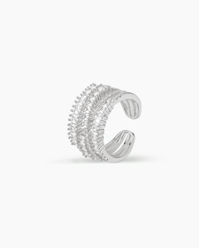 طقم فضي اسوارة مع خاتم فاخر بلمعة الألماس