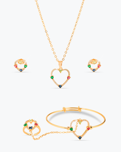 طقم مجوهرات أطفال 5 قطع بلمعة الذهب