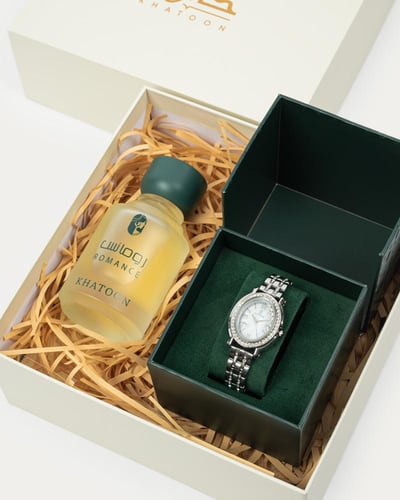 بوكس رومانس ساعة نسائية مع عطر رومانس من خاتون®