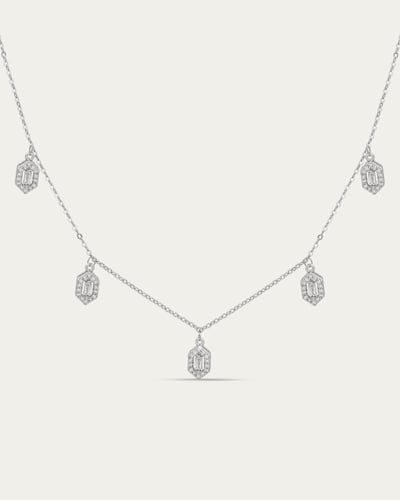 نصف طقم ماسي بتصميم سداسي ناعم مرصعب الزركون