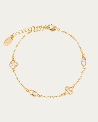 إسوارة زهرة الڤلور الذهبية المرصعة بالزركون