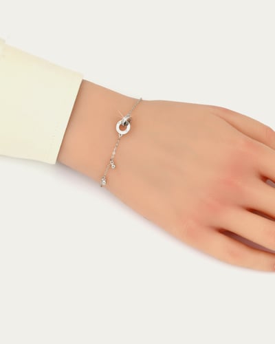 إسوارة خاتون نسائية ناعمة مرصعة بالزركون تصميم فضي