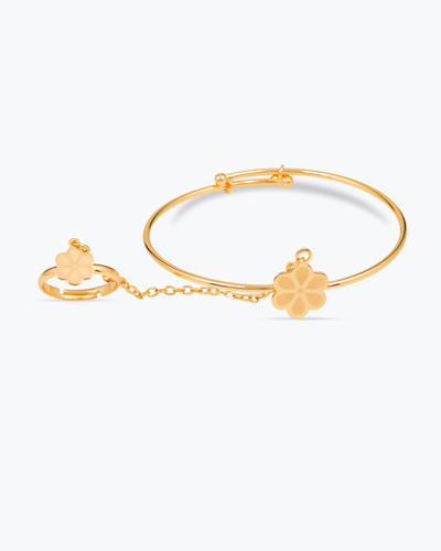 طقم اطفال ذهبي بتصميم الوردة