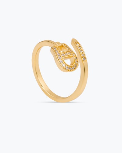 خاتم ذهبي كوكتيل بتصميم القفل الذهبي