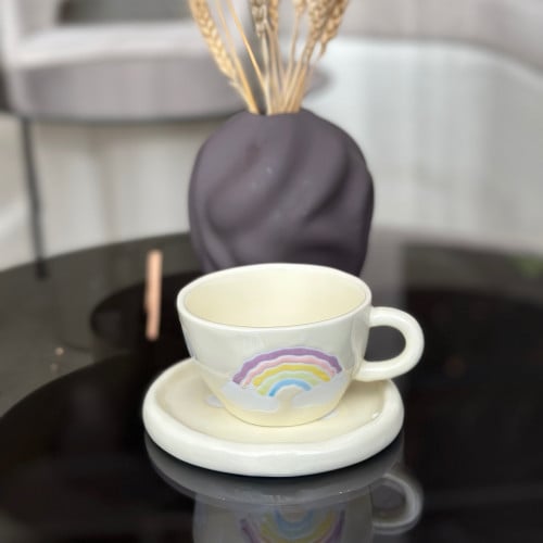 كوب قهوة الرينبو البيج