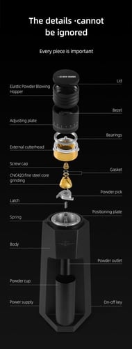 مطحنة القهوة sniper أسود | MHW-3Bomber