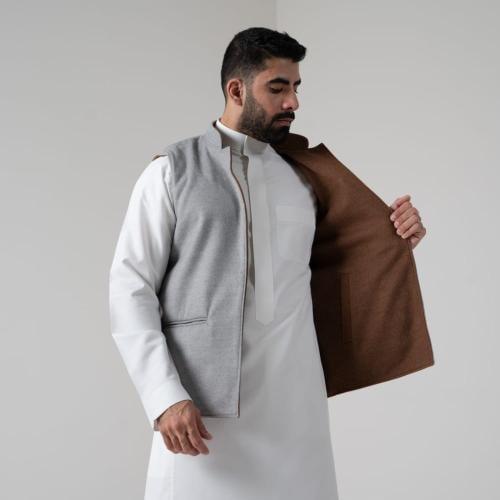سديري دبل فيس رمادي+البني