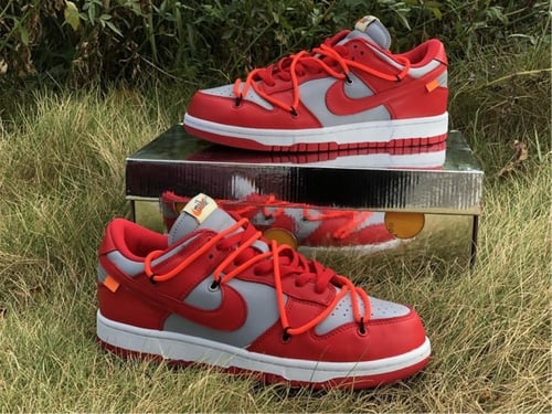 off-white x nike dunk low red grey