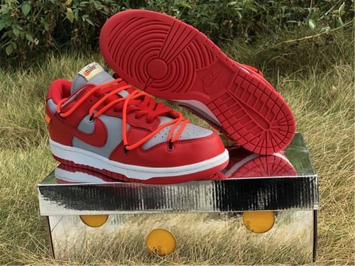 off-white x nike dunk low red grey
