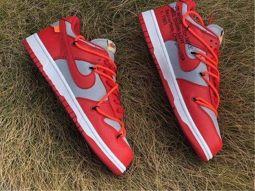 off-white x nike dunk low red grey